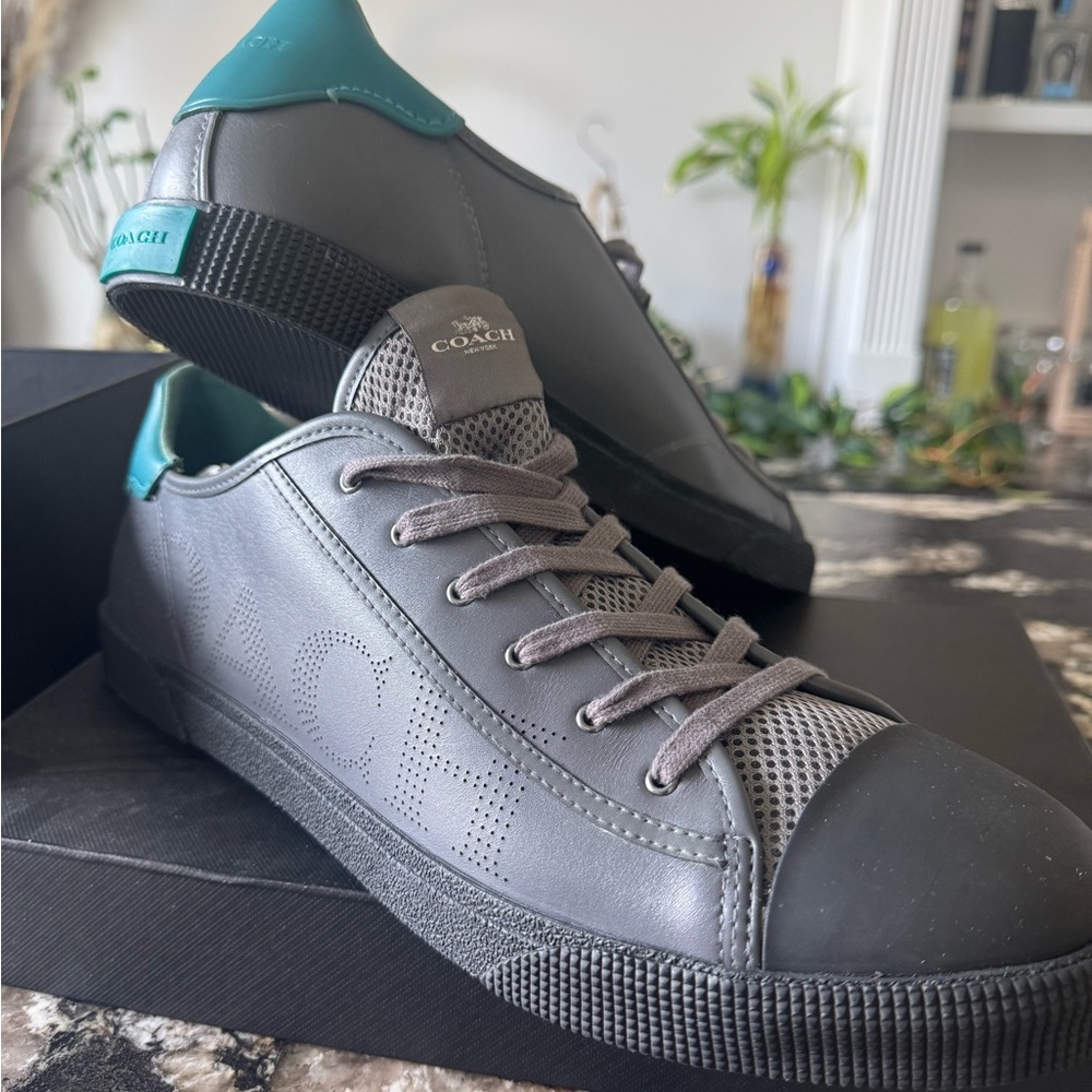 Coach Gray and Teal Men's Sneakers